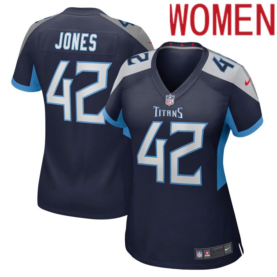 Women Tennessee Titans 42 Joe Jones Nike Navy Game NFL Jersey